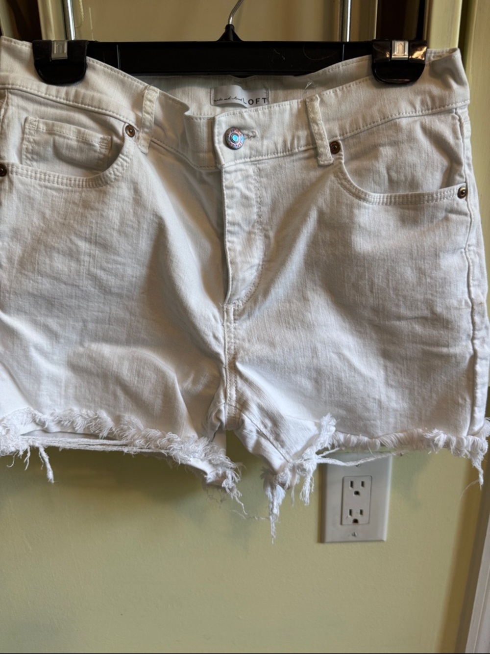 LOFT White Distressed Denim Cutoff Shorts